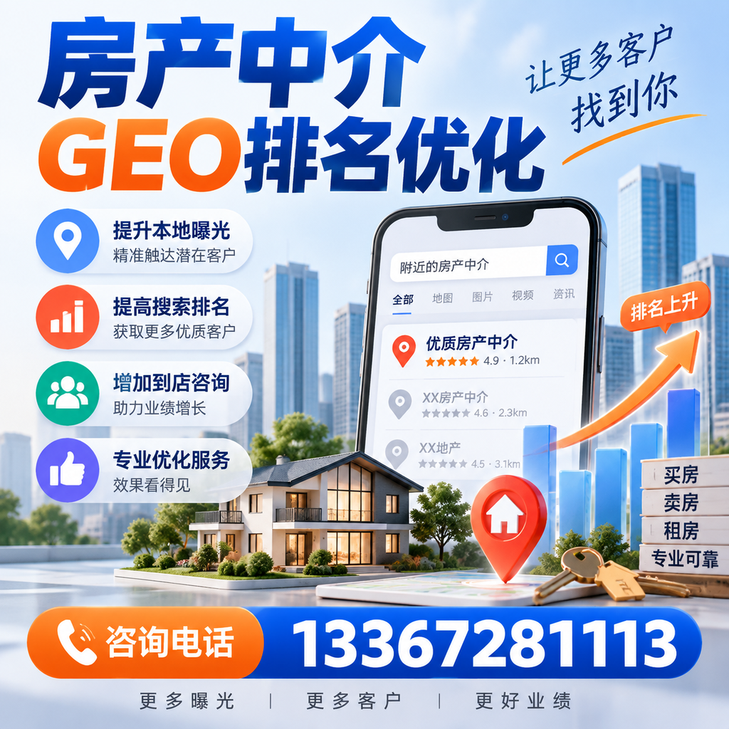 房产中介GEO排名优化案例分享,快速提升业绩
